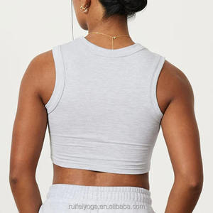 Nuovo commercio all'ingrosso moda personalizzata 95% cotone 5% Spandex semplice allenamento atletico palestra Fitness donna canotta corta - Product Image 4