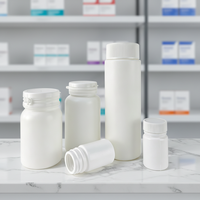 Vente en gros de flacons en plastique HDPE cylindriques de 20 ml à 200 ml avec bouchon à visser à l'épreuve des enfants pour le stockage de médicaments, de comprimés, de vitamines et de compléments alimentaires