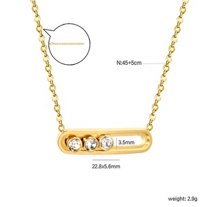 Collar con Colgante de Corazón y Cristal de Diamante, Estilo Moderno, Acero Inoxidable, Chapado en Oro de 18K, Antideslustre, para Mujer - Product Image 2