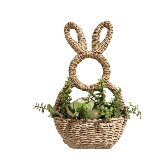 2026 OEM H&T Hand Woven Wicker Easter Basket Gift Basket Hamper Bamboo Rattan Wicker Organizers Woven Storage Baskets