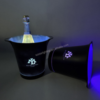 Seau à glace LED en plastique personnalisable avec logo, éclairage RGB, pour bouteilles de champagne, idéal pour bars, discothèques et décorations de fête
