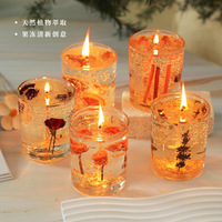 XS1134 Klare transparente Gel wachs kerzen Glas becher Aroma therapie Parfüm Duft kerze Getrocknete Blumen kerze
