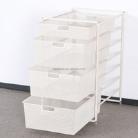 Étagère de rangement moderne en acier rectangulaire avec paniers extractibles, unité d'organisation à 4 tiroirs avec paniers en maille pour armoire/placard