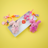 Nouveau coréen en forme de coeur mignon Super doux en peluche zodiaque lapin porte-clés pendentif Ins vent sac voiture suspendu ornement