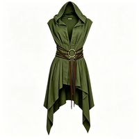 Robe Tunique Médiévale à Capuche pour Femme, Costume d'Halloween Unisexe pour Femme et Homme, Vêtements LARP, Manteau Médiéval Sans Manches en Gros