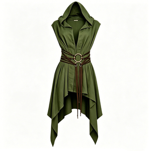 Robe Tunique Médiévale à Capuche pour Femme, Costume d'Halloween Unisexe pour Femme et Homme, Vêtements LARP, Manteau Médiéval Sans Manches en Gros - Product Image 2
