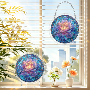 Atrapasueños Acrílico Redondo Transparente de 2mm, Decoración para Ventana, Juguete de Ensamblaje DIY, Blue Dream - Product Image 1