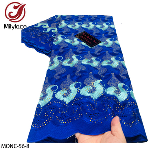 Phi Chất lượng cao thêu hoa TRIM 100% bông Swiss bông Voile ren vải với đá - Product Image 6