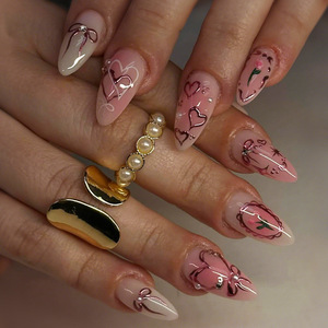 Uñas Postizas de Almendra con Degradado <span class=keywords><strong>Verde</strong></span> Menta, Efecto Ojo de Gato, Elegantes en Tonos Fríos, Removibles, para Mujer - Product Image 6
