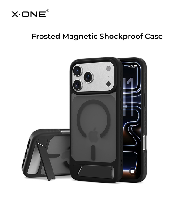 X.ONE Military-Grade Shockproof Frosted Matte Magnetic Mobile Phone Case for iPhone 18 17 Pro Max with Kickstand TPU PC Cover