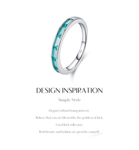 2026 Hot Trend Inlaid Cyan Gemstone <b>Stack</b> <b>Ring</b> S925 Sterling <b>Silver</b> Elegant Anniversary Casual Slim Band <b>Ring</b> For Ladies Gift - Product Image 6