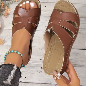 Sandales compensées en PU grande taille pour femme, style transfrontalier, avec coutures apparentes et bout ouvert, collection été 2026 - Product Image 4