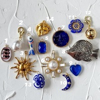 Pendentif diy fashion poisson de mer perle oeil forme breloques bleu royal fleur amour coeur mignon Amphiprion Nigripes soleil lune à ma fille