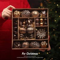 Vente en gros usine – Nouveaux pendentifs décoratifs en résine marron à sequins pour boules de Noël – Ensemble créatif de petites décorations DIY pour sapin de Noël – Modèle 4