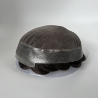 En stock, prêt à être expédié : Prothèse capillaire pour homme en mono, système capillaire indien avec nœuds blanchis V-Loop sur le devant, 8x10 et 7x9 pouces