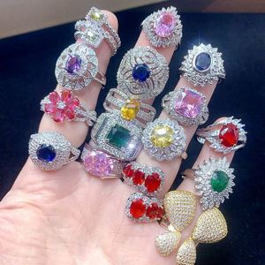 Full Diamond Inlaid Zircon Color-preserving Gemstone <b>Ring</b> Mix Bulk Gemstone Opening <b>Adjustable</b> <b>Ring</b> Micro-Inlaid Zircon <b>Ring</b> - Product Image 3
