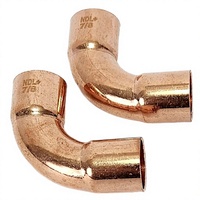 Raccord de tuyau en cuivre ASTM 7/8" OD, coude à 90° à rayon long, filetage NPT femelle pour climatisation