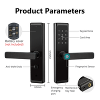 Cerradura Inteligente para Puerta de Madera con Huella Dactilar, Contraseña, Teclado Digital y Código NFC, Compatible con la Aplicación Tuya para el Hogar Inteligente