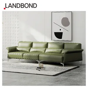 LANDBOND-Conjunto de sofás de diseño italiano, muebles irregulares, sofá moderno de tela de terciopelo, sofá de cuero genuino