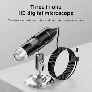 ALEEZI 321 USB microscopio digitale 8 LED ingrandimento endoscopio fotocamera con connettore USB & supporto in metallo compatibile