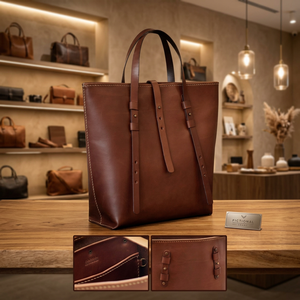 Sacs à main pour femmes en cuir véritable avec logo personnalisé BS INTERNATIONAL, style simple et tendance, durables, écologiques, fermeture éclair double - Product Image 2