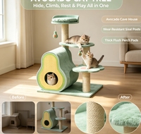 Arbre à chat en avocat avec poteaux en sisal et grotte, pour grossistes, OEM, logo personnalisé, marque privée, commande en gros, MOQ, destiné aux magasins d'animaux