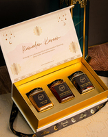 Boîte d'emballage rigide magnétique de luxe élégante en papier noir pour pot de miel, avec pelliculage mat, gaufrage, paillettes, impression offset, recyclable