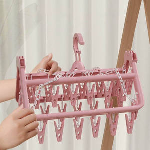 DS5208 Clip a goccia appendiabiti stendibiancheria per stendere calzini asciugamani per vestiti guanti appendiabiti in plastica con 32 Clip - Product Image 3