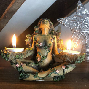 Bougeoir à bougie chauffe-plat en résine peint à la main Gardien <span class=keywords><strong>de</strong></span> la forêt pour décor <span class=keywords><strong>de</strong></span> la nature Autre bougie - Product Image 1