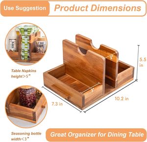 Comptoir de cuisine à domicile décor de table à manger porte-serviettes en bois étagère à épices organisateur caddie de rangement - Product Image 5