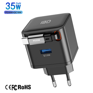 IBD PPS PD 35W สายชาร์จแบบดึงกลับได้อย่างรวดเร็วพร้อมสาย USB Type C EU UK ปลั๊กแบบพกพาแล็ปท็อปผนังอะแดปเตอร์สำหรับ iPhone - Product Image 1