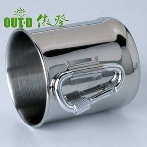 Katlanabilir kendinden kilitli karabina kolu ile toptan paslanmaz çelik 304 içme kupaları açık kamp tırmanma fincan - Product Image 4