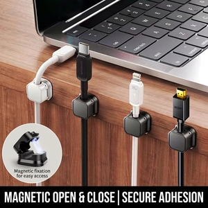 Clips magnétiques pour câbles, support de cordon de téléphone, gestion des câbles, organisateur de câbles adhésifs pour la maison, le bureau, la <span class=keywords><strong>voiture</strong></span>, le mur, le bureau - Product Image 5