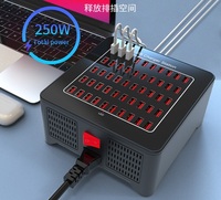 Stasiun pengisi daya USB 50 port, stasiun pengisi daya Cepat pengenalan pengisian daya pintar 250W 5V50A stasiun pengisian daya Multi Port