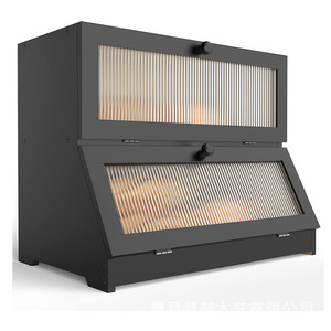Boîte à pain en bambou à double couche avec couvercle rabattable pour le rangement du pain et des sushis dans la cuisine - Product Image 2
