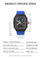 Nouvelle montre en quartz ultra légère, boîtier en fibre de carbone, bracelet en ruban élastique, montre-bracelet, horloge de sport, Reloj