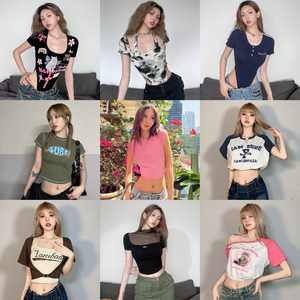 Camiseta <span class=keywords><strong>de</strong></span> Cuello Redondo para Mujer, Talla Grande, Camiseta <span class=keywords><strong>de</strong></span> Manga Corta para Mujer, Venta al por Mayor, Verano, 100% Algodón, Estilo Casual Versátil - Product Image 3