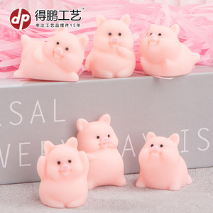 Pink Pig <b>Mini</b> Figurines Resin Cartoon Animal Dolls Desktop Decor Stress Relief Toy For Office <b>Desk</b> Kids Gift - Product Image 2