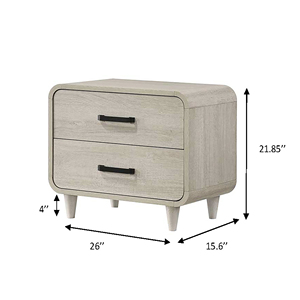 Contemporary White Finish Two <b>Drawer</b> Nightstand <b>Storage</b> Wooden Furniture Antique White Color - Product Image 5