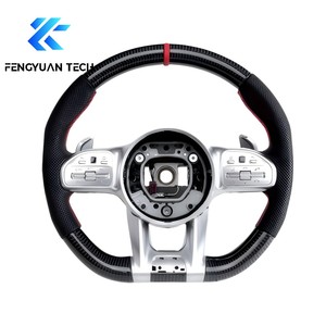 พวงมาลัยคาร์บอนไฟเบอร์ปรับแต่งเองได้สำหรับ Mercedes Benz A B C E S G W213 W205 C63รถ <span class=keywords><strong>CLA</strong></span> 180 AMG C300 GT GTR SUV ไม่มีถุงลมนิรภัย - Product Image 6