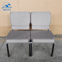 Venta al por mayor Silla de Teatro de hierro acolchada apilable para auditorio Iglesia-mecedora sala de estar Hotel comedor muebles comerciales