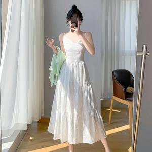 Conjunto de Vestido Largo Estilo Francés, Falda Larga, Chifón Transpirable, Diseño Sólido, Dos Piezas, Ropa de Verano para Mujer - Product Image 4