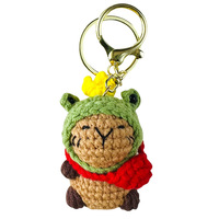 Porte-clés au crochet mignon fait main, pendentif capybara tricoté au crochet, accessoire amigurumi charmant, travaux d'aiguille