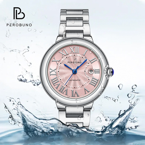 Reloj Mecánico de Acero Inoxidable PeroBuno para Mujer con Esfera de Números Romanos, Diseño Resistente al Agua, Elegante Visualización de la Hora con Corona y Agujas PB - Product Image 2