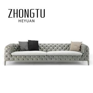 โซฟาผ้ากำมะหยี่สไตล์โมเดิร์น สำหรับโรงแรม ห้องนั่งเล่น อพาร์ทเมนต์ ดีไซน์หรูหรา โซฟาเชสเตอร์ฟิลด์ แบบประกอบส่วน 3-4 ที่นั่ง - Product Image 6