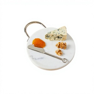 Planche à fromage en marbre au design admirable avec couteau en acier et poignée, ustensile de cuisine de qualité supérieure, planche à découper - Product Image 1