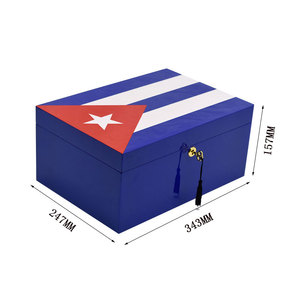 Caja de <span class=keywords><strong>Puros</strong></span> de Madera con Bandera Cubana, Humidor de <span class=keywords><strong>Puros</strong></span> con Cerradura y Acabado Lacado de Alto Brillo con Higrómetro para Hombre - Product Image 2