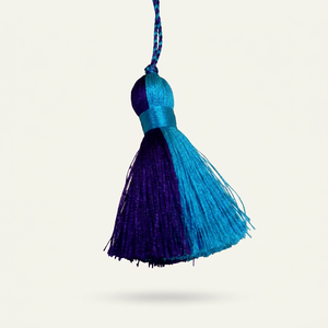 Ornement suspendu décoratif bohème à pompons, en tissu violet et bleu, forme ronde, pour décoration intérieure, pièce de rechange pour le salon - Product Image 1