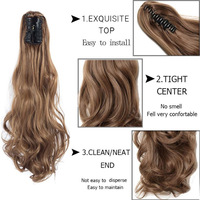 Perruque synthétique ondulée pour femme avec pince à cheveux, pour queue de cheval haute, cheveux longs, grandes ondulations, fibre haute température