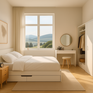 <span class=keywords><strong>Lit</strong></span> en bois avec tiroirs, utilisé pour ranger des objets dans une chambre familiale, avec un support robuste. - Product Image 2